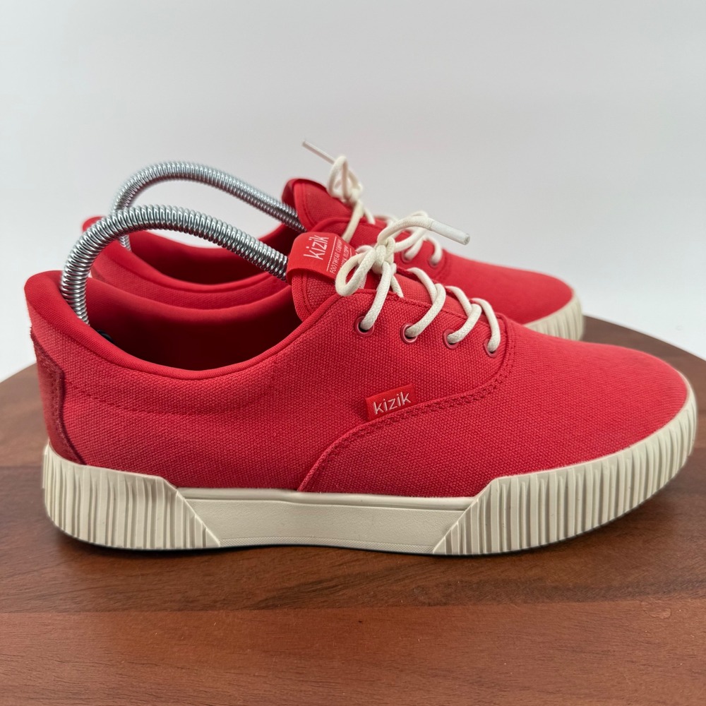 Kizik Madison Red Canvas Hands-Free Slip On Sneakers Womens 8.5 Low Top Shoes